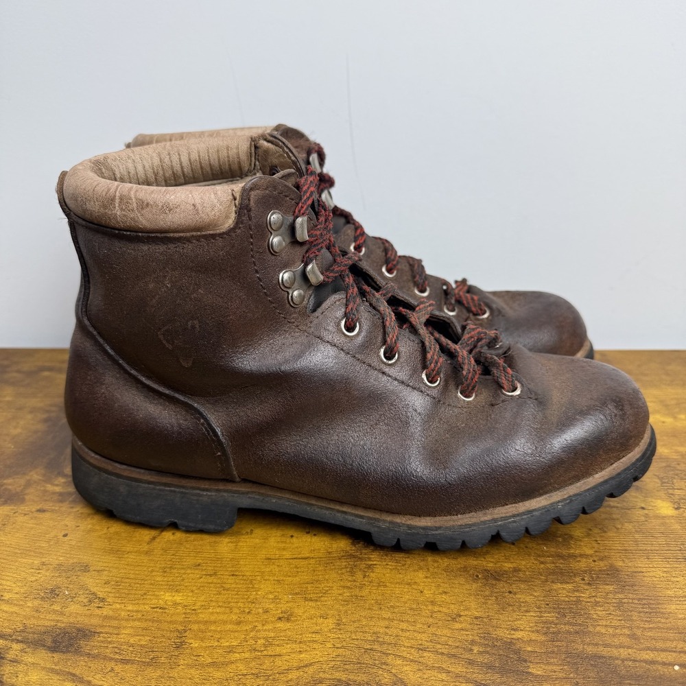 Vintage Vasque Boots Mens 9 Split Hide Roughout Leather Hiking Redwing Italy